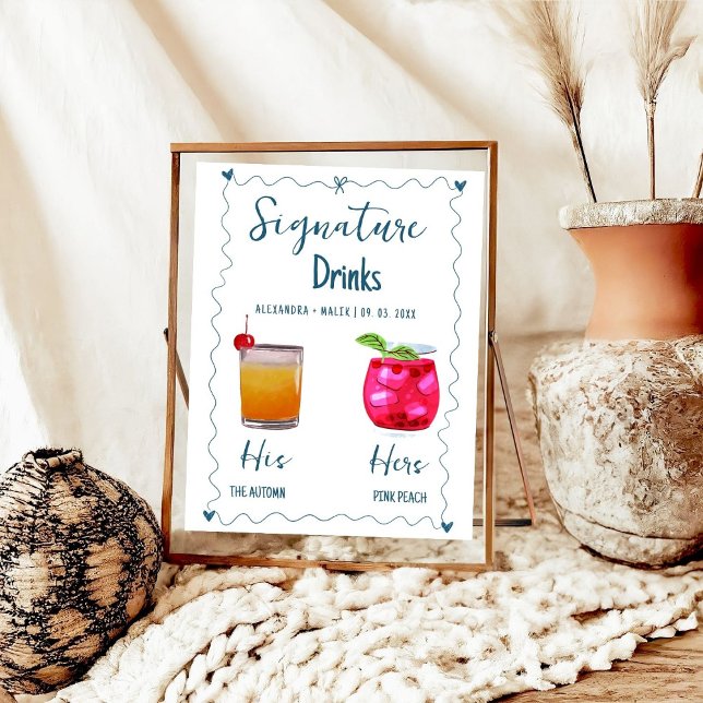 Póster Símbolo de boda de bebidas con caligrafía minimali (Subido por el creador)