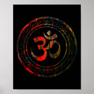 Póster Símbolo de budismo Om Ohm Aum Yoga Sánscrito