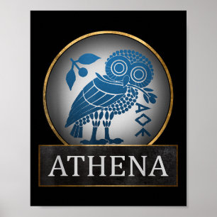 Póster Símbolo De Búho De Atenas De La Diosa Griega De La