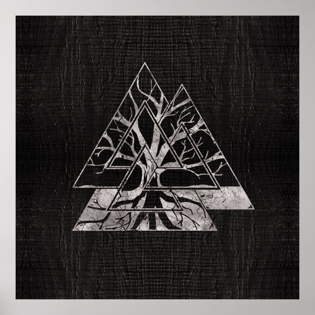 Póster Símbolo de castaño y árbol de la vida -Yggdrasil (Frente)