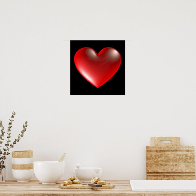 Póster Símbolo de corazón de estilo 3D rojo (Cocina)