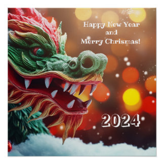 Póster símbolo de dragón chino 2024