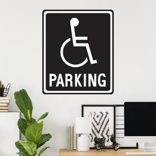 Póster Símbolo de estacionamiento para sillas de ruedas