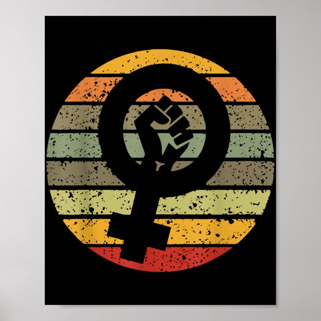 Póster Símbolo de feminismo diseño retrocosecha, años 80  (Frente)