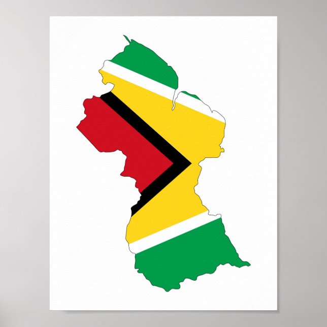 Póster símbolo de forma de mapa de bandera de país de guy (Frente)