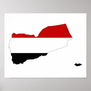 Póster símbolo de forma de mapa de marca de país de yemen
