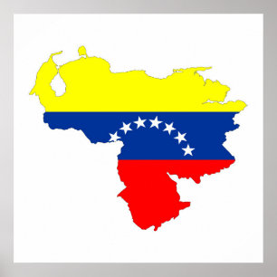Póster símbolo de forma del mapa de bandera del país de v