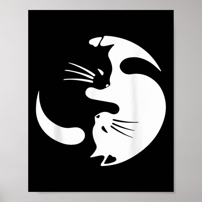 Póster Símbolo de gato Yin Yang Cuadros Gato Blanco Y Neg (Frente)