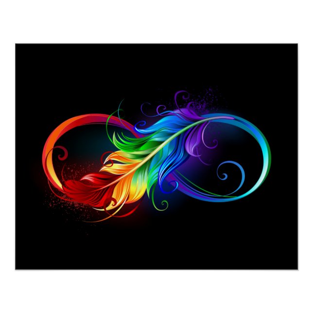 Póster Símbolo de infinito con pluma de arcoíris (Anverso)