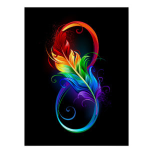 Póster Símbolo de infinito con pluma de arcoíris