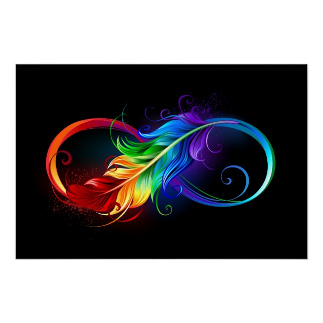 Póster Símbolo de infinito con pluma de arcoíris (Anverso)