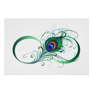 Póster Símbolo de infinito con pluma de pavo real