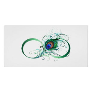 Póster Símbolo de infinito con pluma de pavo real