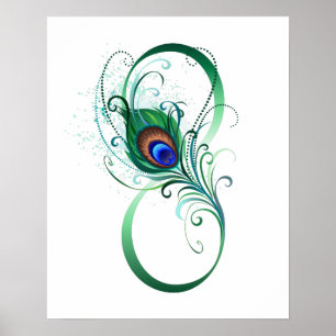 Póster Símbolo de Infinito con Pluma de Pavo Real
