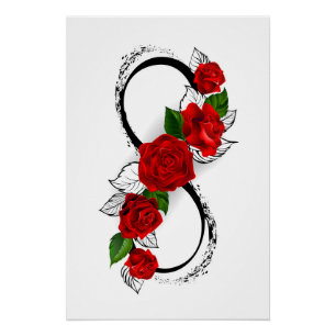 Póster Símbolo de infinito con rosas rojas