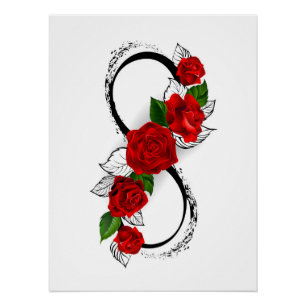 Póster Símbolo de infinito con rosas rojas
