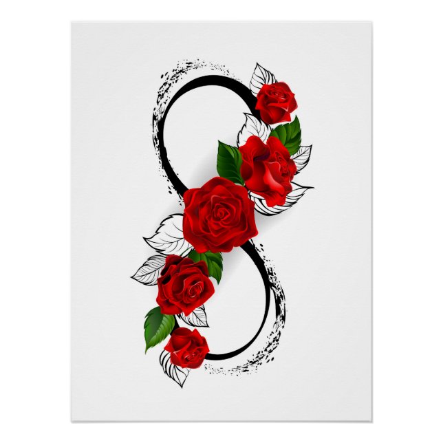 Póster Símbolo de infinito con rosas rojas (Anverso)