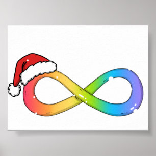 Póster Símbolo de infinito de arcoíris lindo Feliz Navida