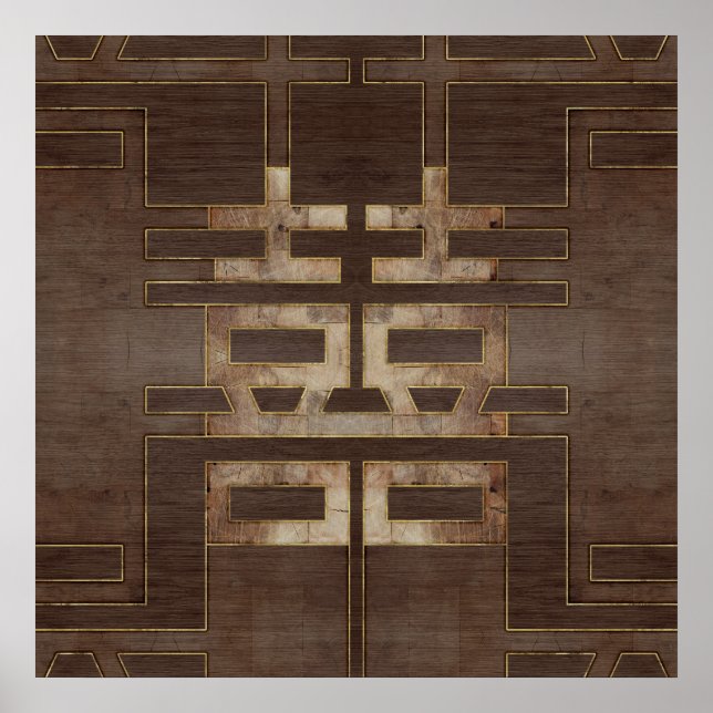 Póster Símbolo de la felicidad doble símbolo de oro geomé (Frente)