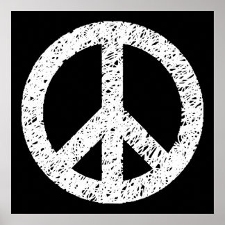 Póster Símbolo de la paz esgrimido - blanco sobre negro