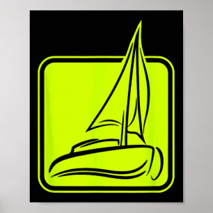 Póster Símbolo de logotipo de vela Cuadrado Velero Barco 