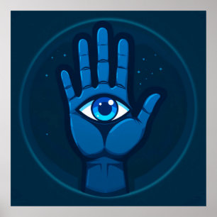 Póster Símbolo de mano mística con ojo