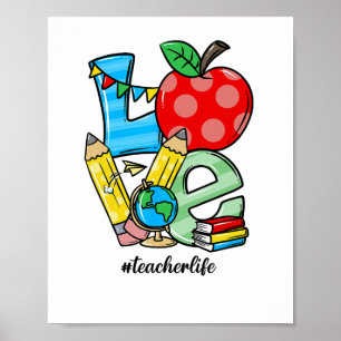 Póster Símbolo de manzana de amor de cosas de enseñanza d