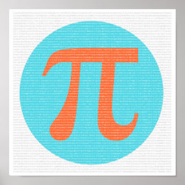 Póster Símbolo de Math geek Pi, naranja y azul