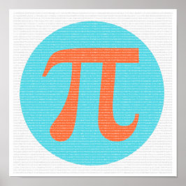 Póster Símbolo de Math geek Pi, naranja y azul
