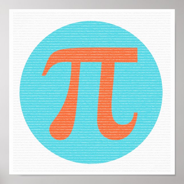 Póster Símbolo de Math geek Pi, naranja y azul (Frente)