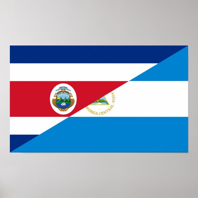 Póster símbolo de media bandera de costa rica nicaragua (Frente)