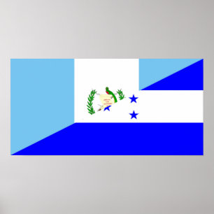 Póster símbolo de media bandera de guatemala honduras