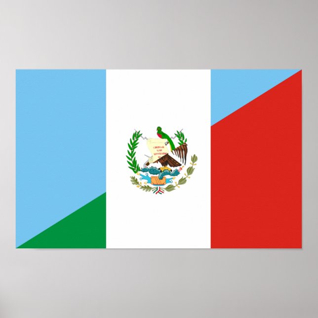 Póster símbolo de media bandera guatemala méxico (Frente)