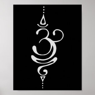Póster Símbolo de meditación de yoga Om respirar sánscrit