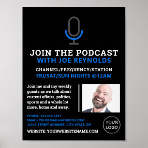 Póster Símbolo de micrófono, podcaster, publicidad podcas