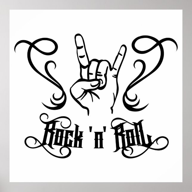 Póster Símbolo de música Rock 'n' Roll (Frente)