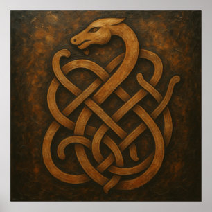 Póster Símbolo de nudo de serpiente nórdico antiguo