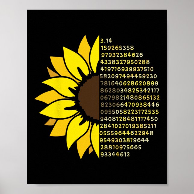 Póster Símbolo de número de número Pi Day Sunflower 3.14  (Frente)