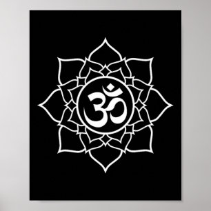 Póster Símbolo de Ohm Om Lotus Yoga Principiantes Meditac