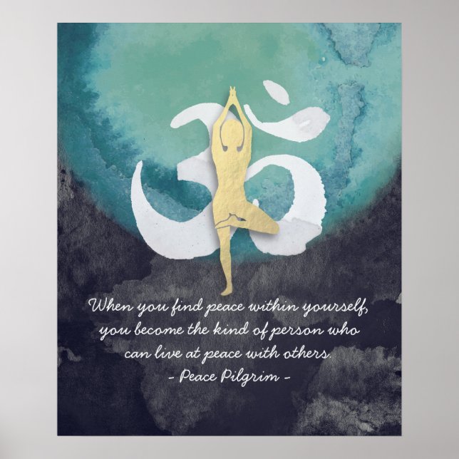 Póster Símbolo de OM de la Pose del instructor de Yoga St (Frente)