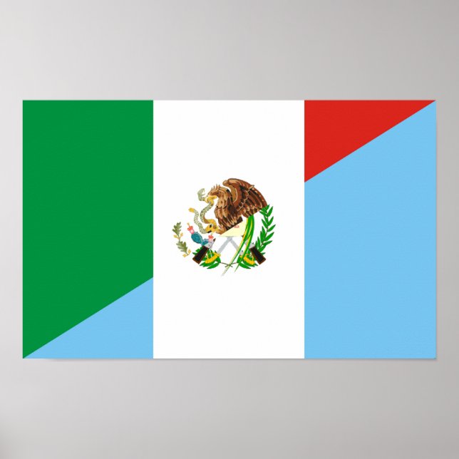 Póster símbolo de país de media bandera de méxico guatema (Frente)