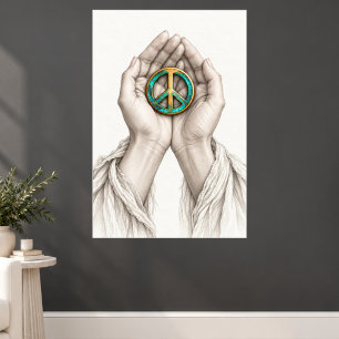 Póster Símbolo de Paz Acunado en Manos