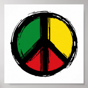 Póster Símbolo de paz con colores de reagaje
