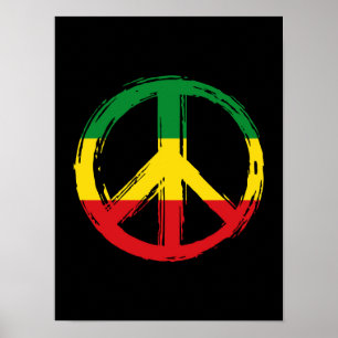 Póster Símbolo de paz con colores de reggae