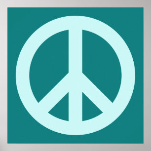 Póster Símbolo de paz de aqua y turquesa