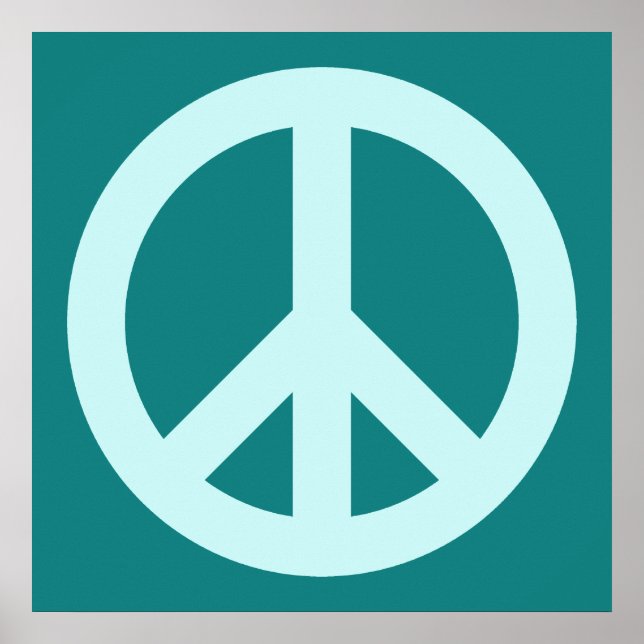 Póster Símbolo de paz de aqua y turquesa (Frente)