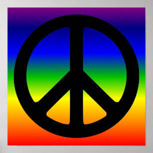 Póster Símbolo de Paz de Arcoíris y Negro
