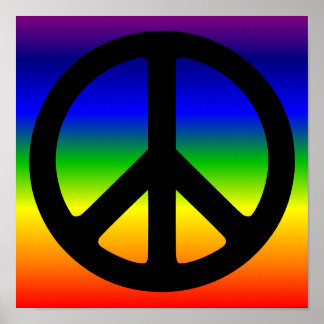 Póster Símbolo de Paz de Arcoíris y Negro