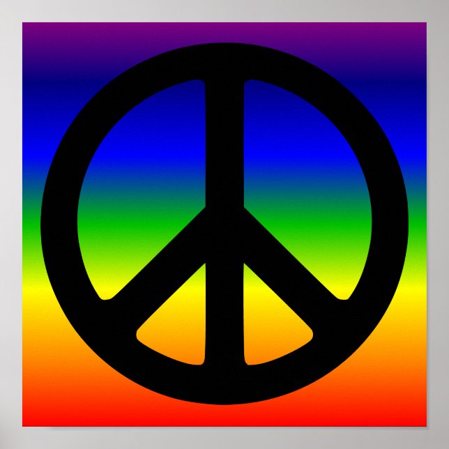 Póster Símbolo de Paz de Arcoíris y Negro (Frente)