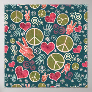 Póster Símbolo de paz diseño de Rótulo de Pacifismo hipst